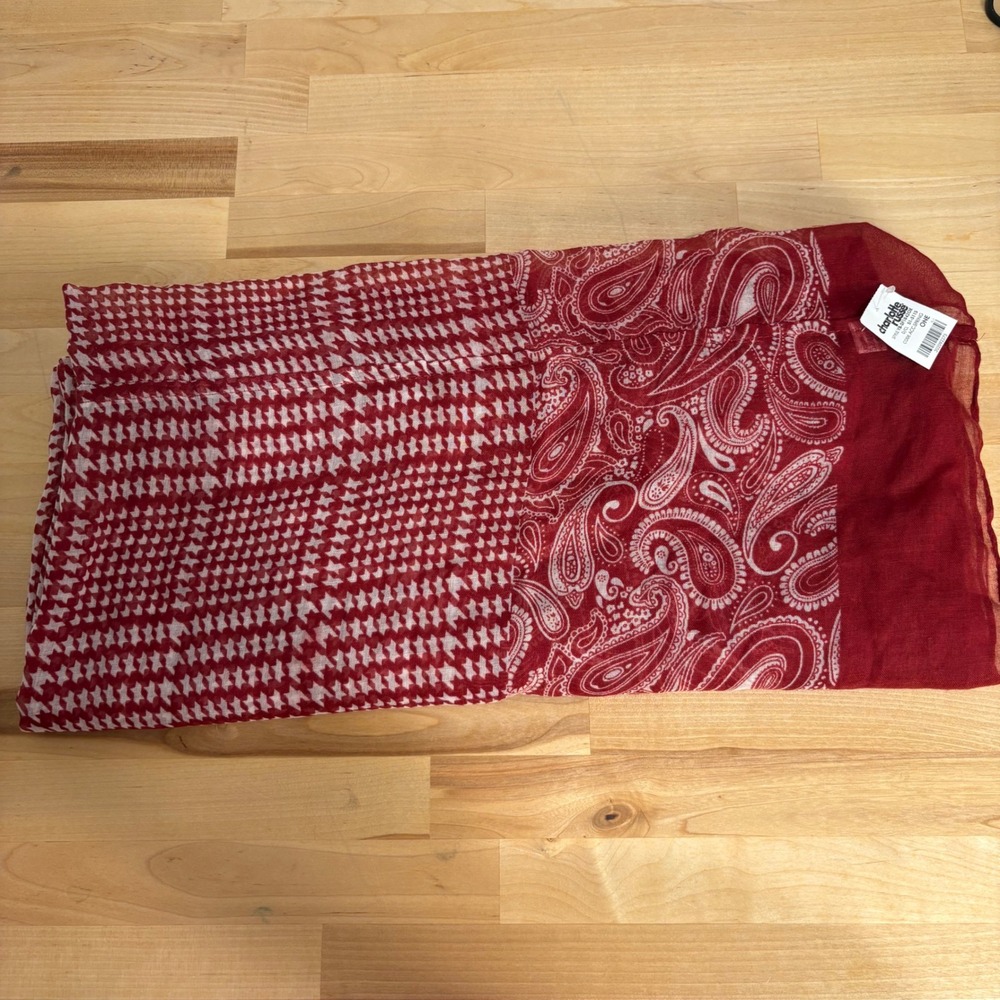 Charlotte Russe Infinity Scarf Red Paisley And Houndstooth Dark Academia - Picture 5 of 6